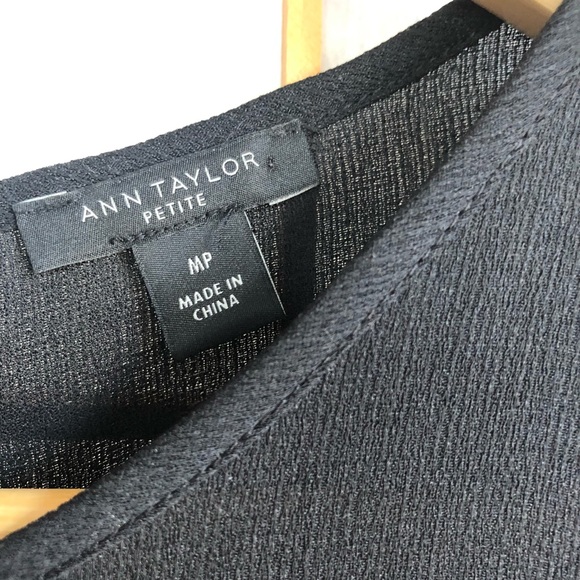 Ann Taylor petit black tie sleeve blouse MP - Picture 3 of 8